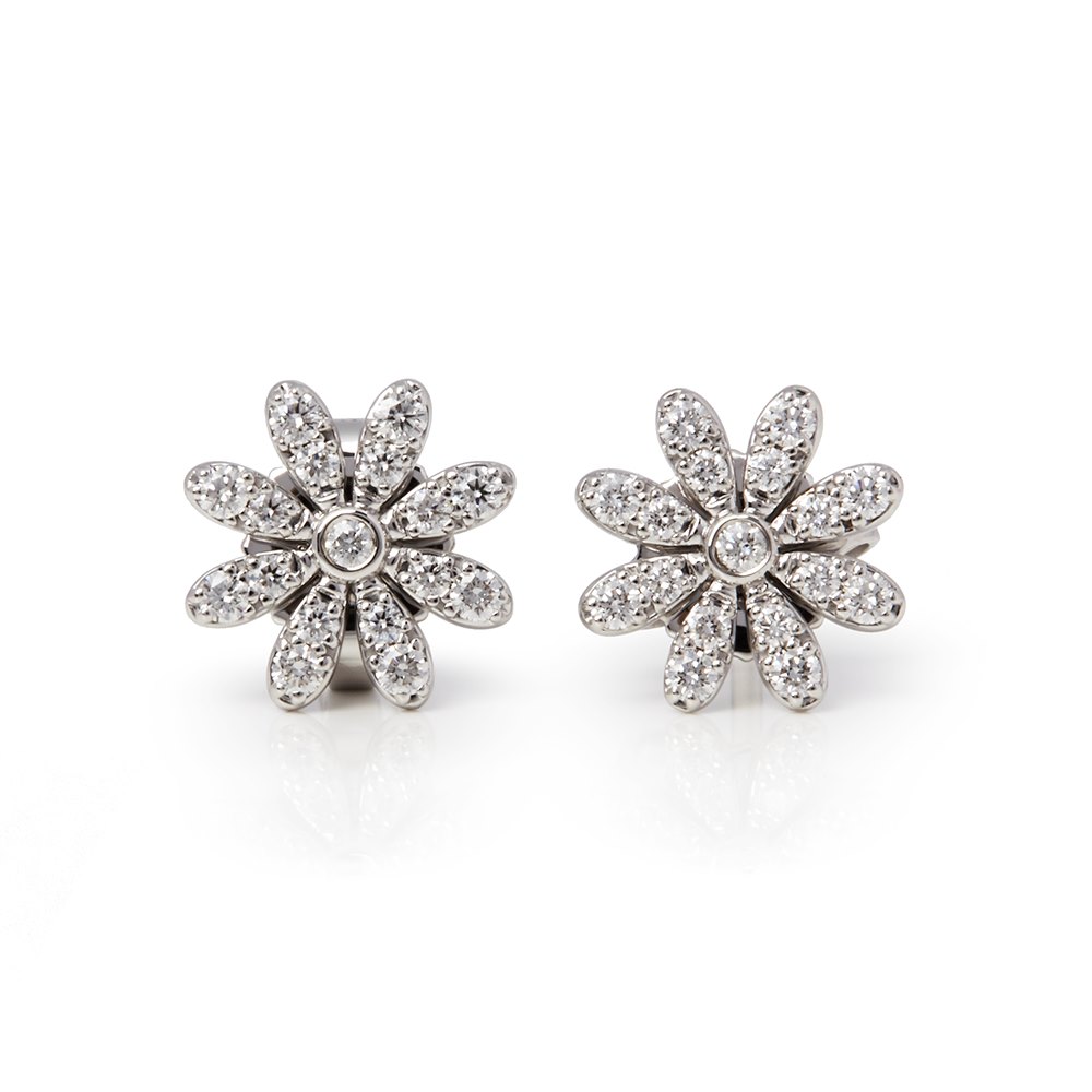 Tiffany & Co. Platinum Diamond Paloma Picasso Flower Stud Earrings