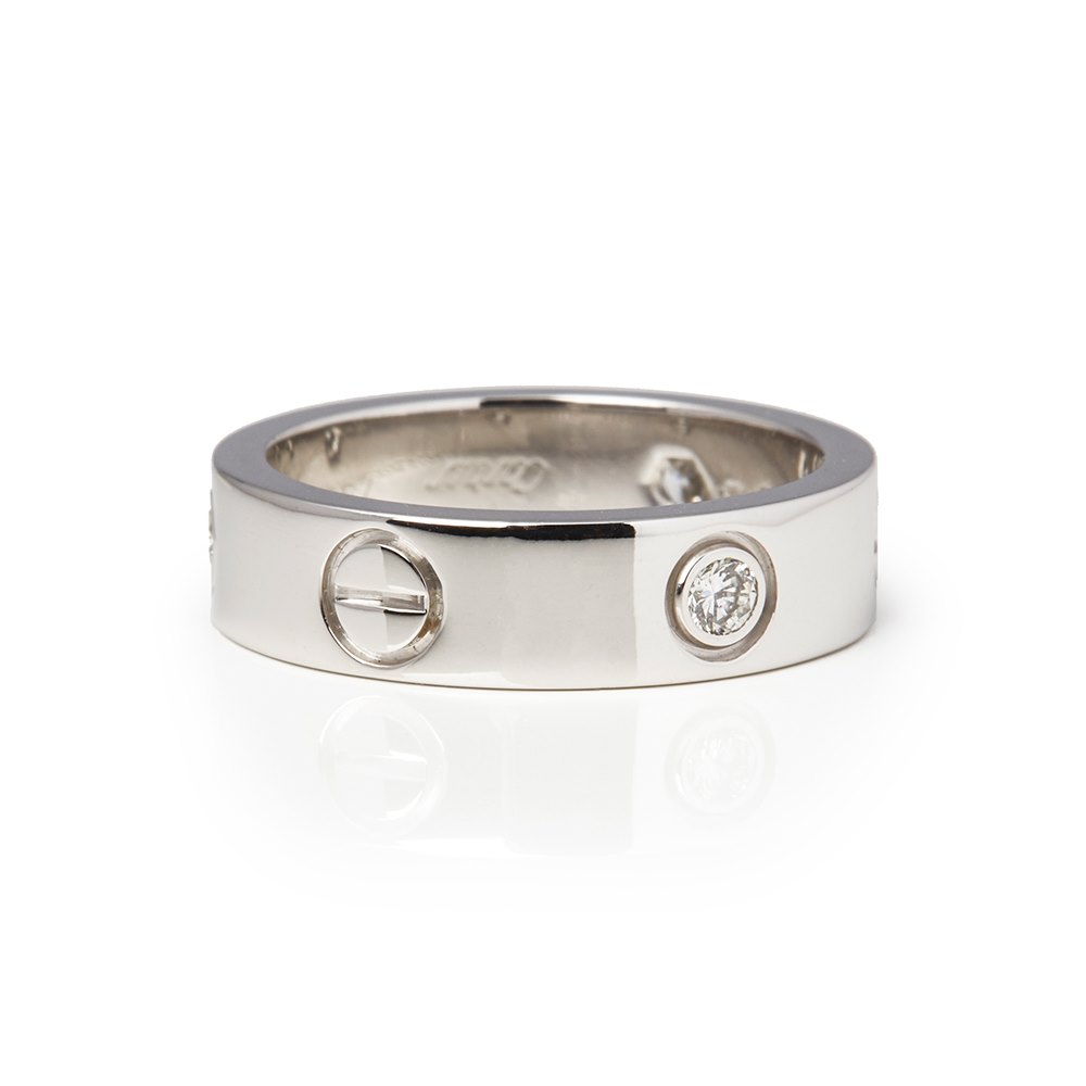 Cartier 18k White Gold 3 Diamond Love Ring COM1848 | Second Hand Jewellery