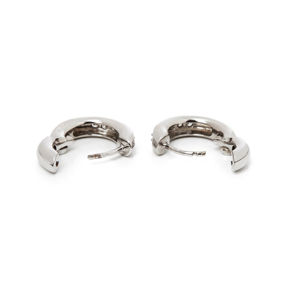 David Morris 18k White Gold Diamond Signature Hoop Earrings