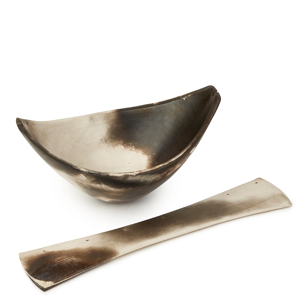 ANTONIA SALMON TWO PART STUDIO POTTERY BLADE FORM VESSEL 20th Century