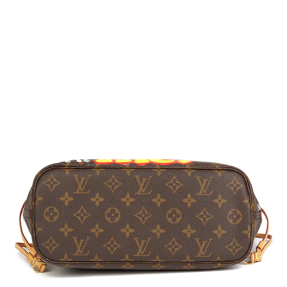 Louis Vuitton X Year Zero London Hand-painted ‘Satan Loves Me’ Brown Monogram Coated Canvas Neverfull PM