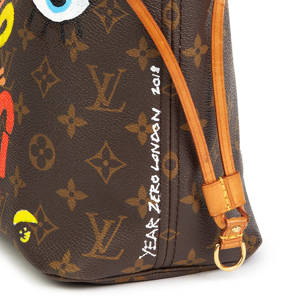 Louis Vuitton X Year Zero London Hand-painted ‘Hey Good Lookin’ Brown Monogram Coated Canvas Neverfull PM