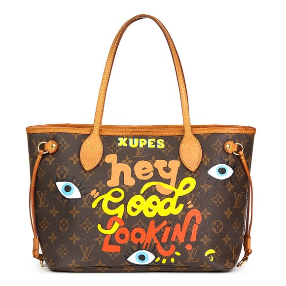 Louis Vuitton X Year Zero London Hand-painted ‘Hey Good Lookin’ Brown Monogram Coated Canvas Neverfull PM