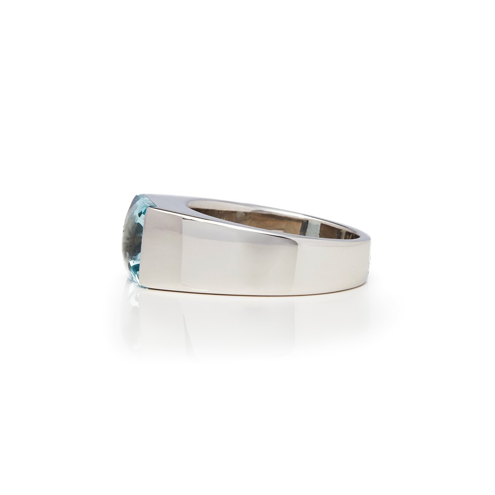 18k White Gold Large Aquamarine Tank Ring