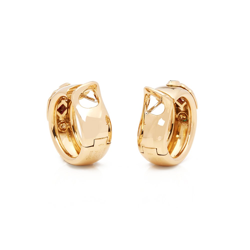 Cartier 18k Yellow Gold Diamond, Ruby & Emerald Byzanite Earrings