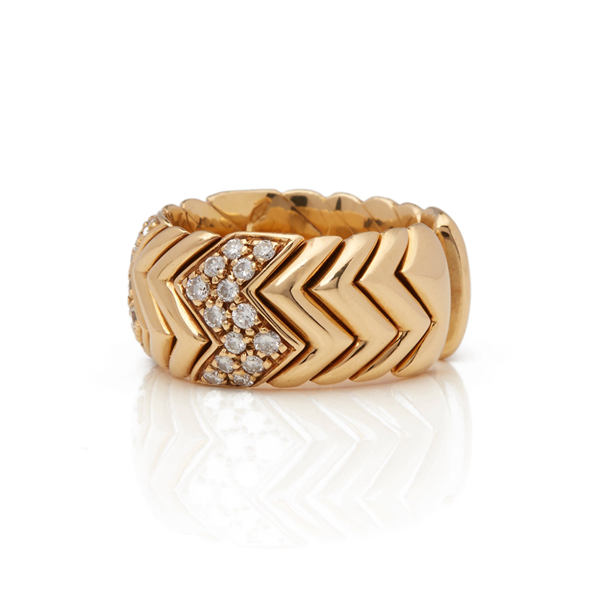 Bulgari 18k Yellow Gold Diamond Spiga Ring COM1933 | Second Hand Jewellery