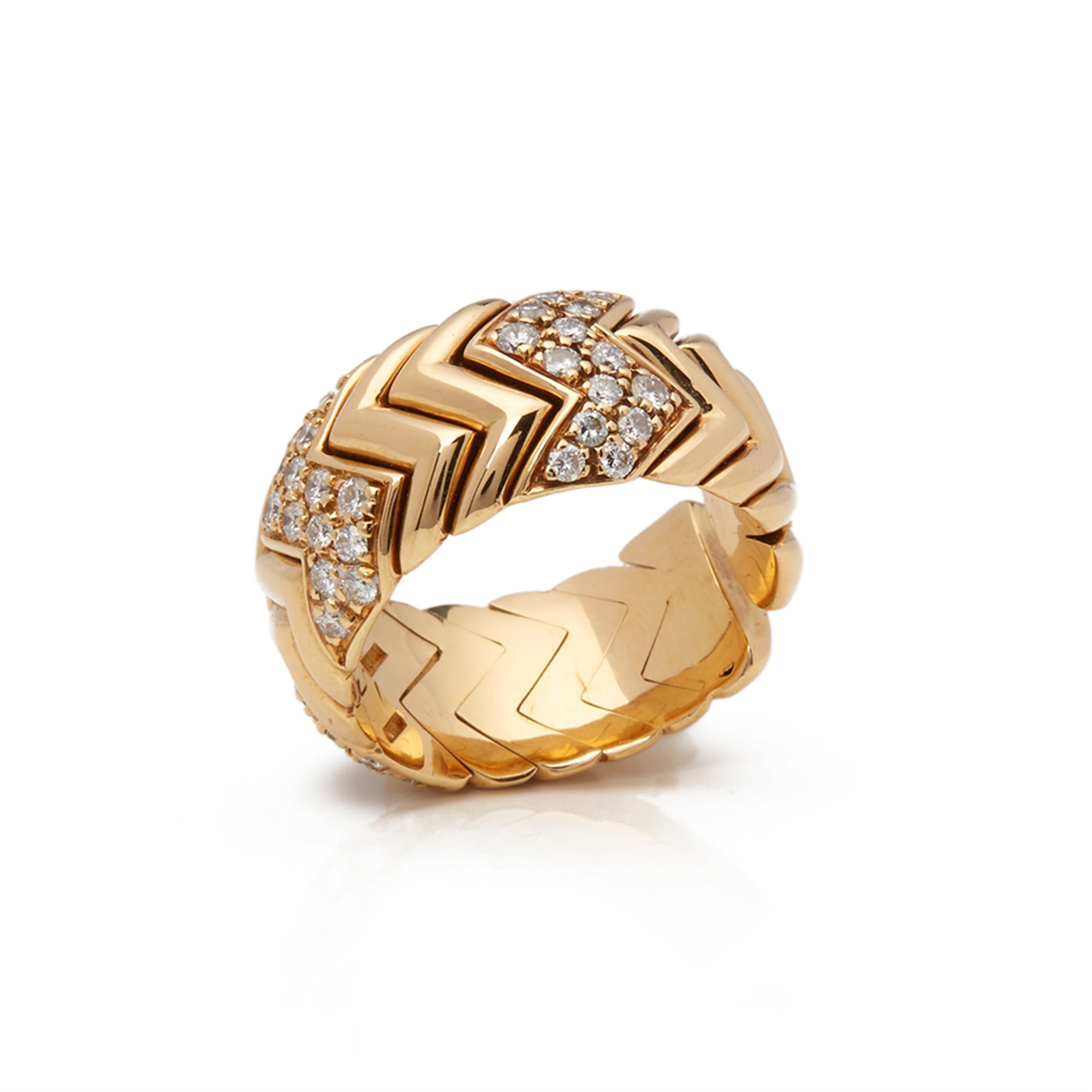 Bulgari 18k Yellow Gold Diamond Spiga Ring
