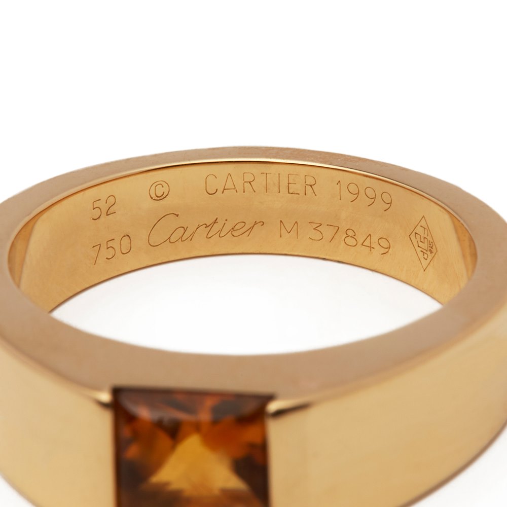 Cartier 18k Yellow Gold Citrine Tank Ring