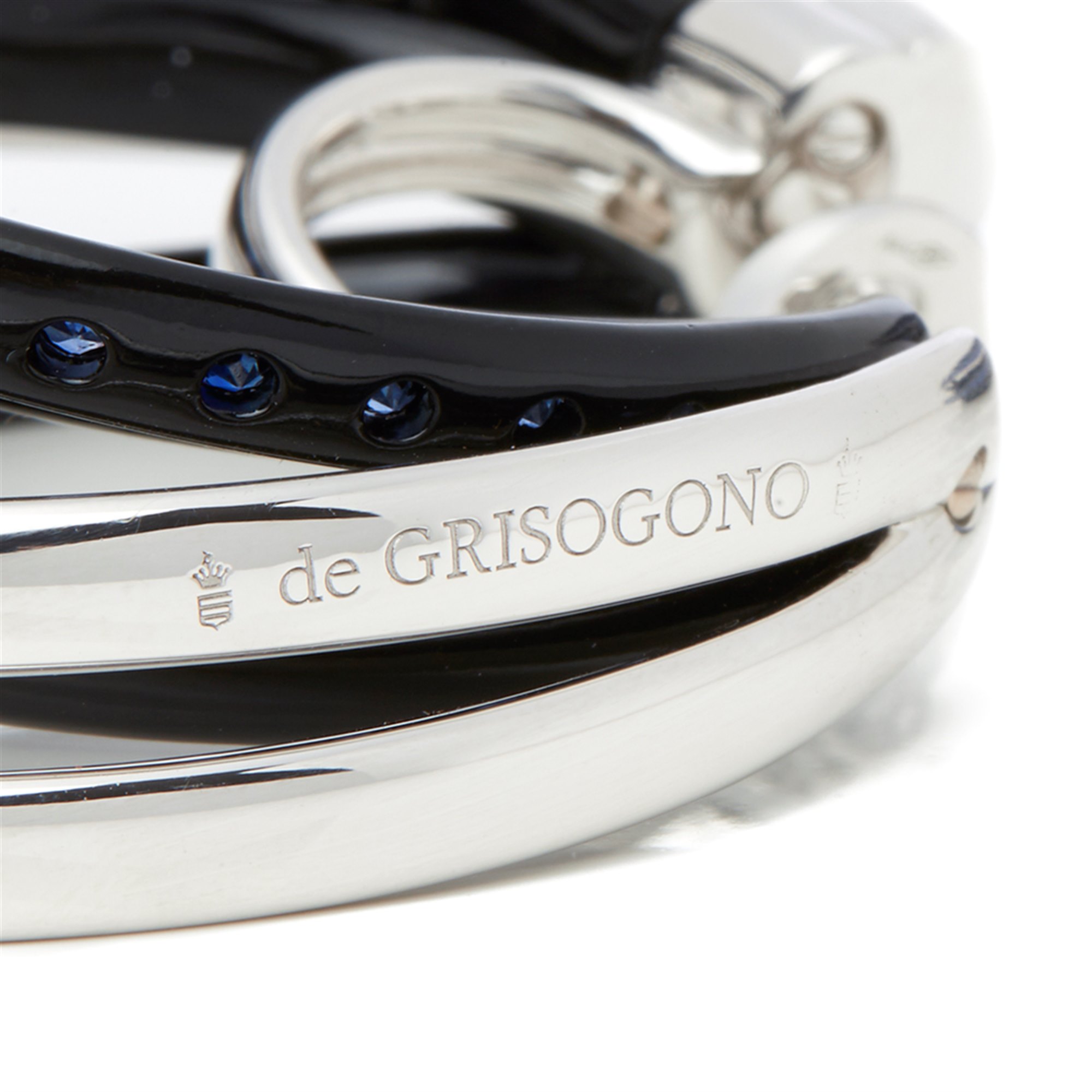 De Grisogono 18k White Gold Black & Nano-Ceramic Coating Sapphire Allegra Earrings