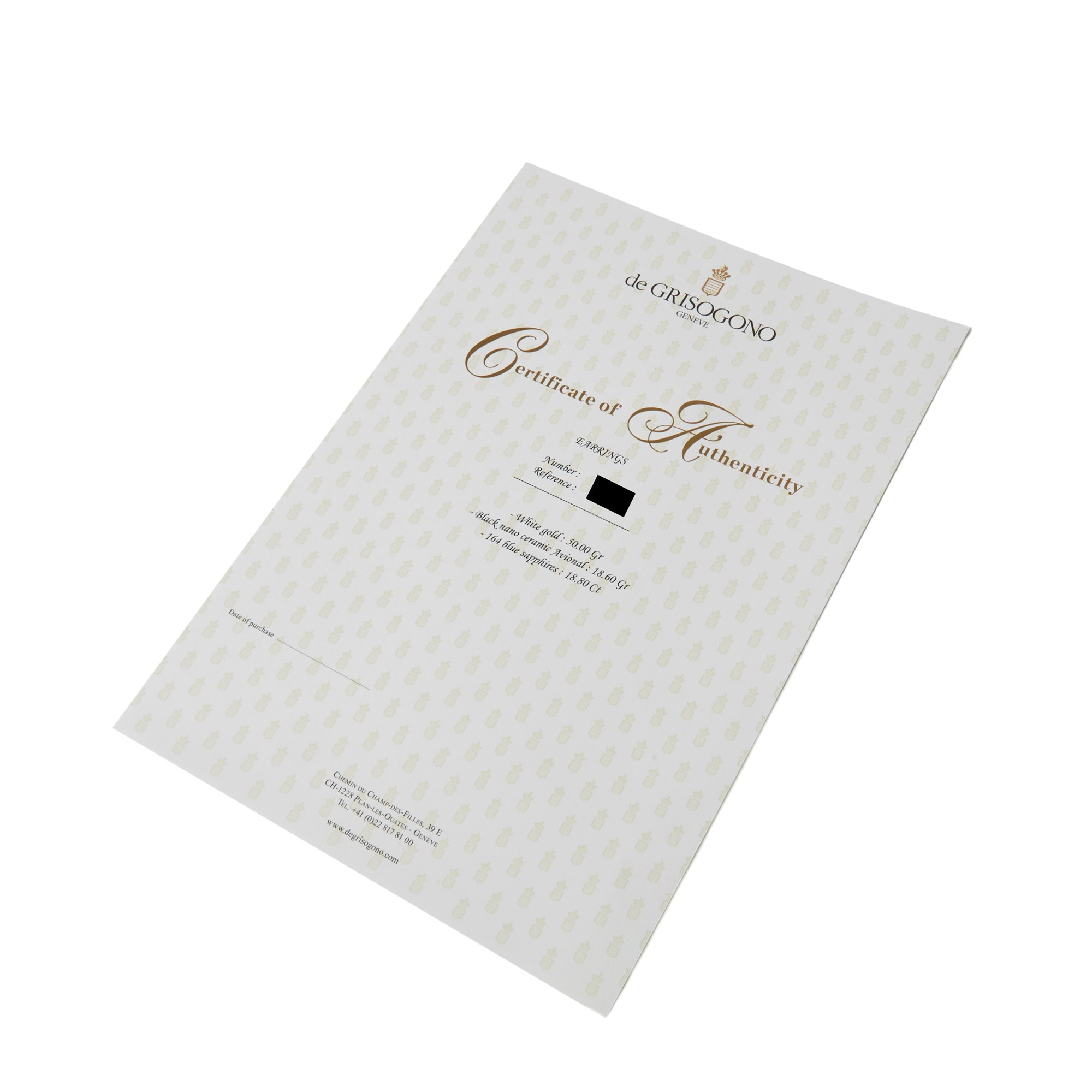 De Grisogono 18k White Gold Black & Nano-Ceramic Coating Sapphire Allegra Earrings