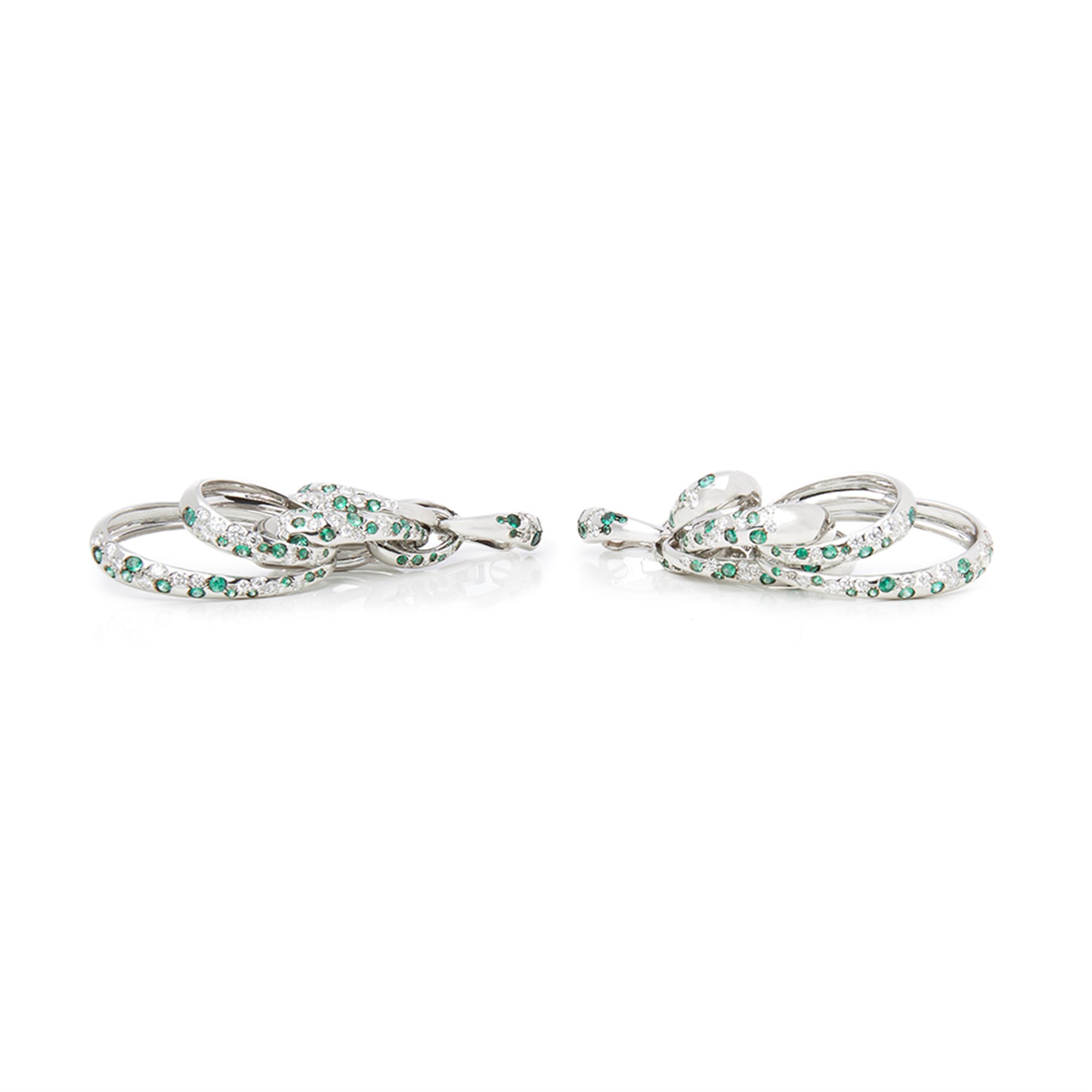 De Grisogono 18k White Gold Diamond & Emerald Drop Catene Earrings