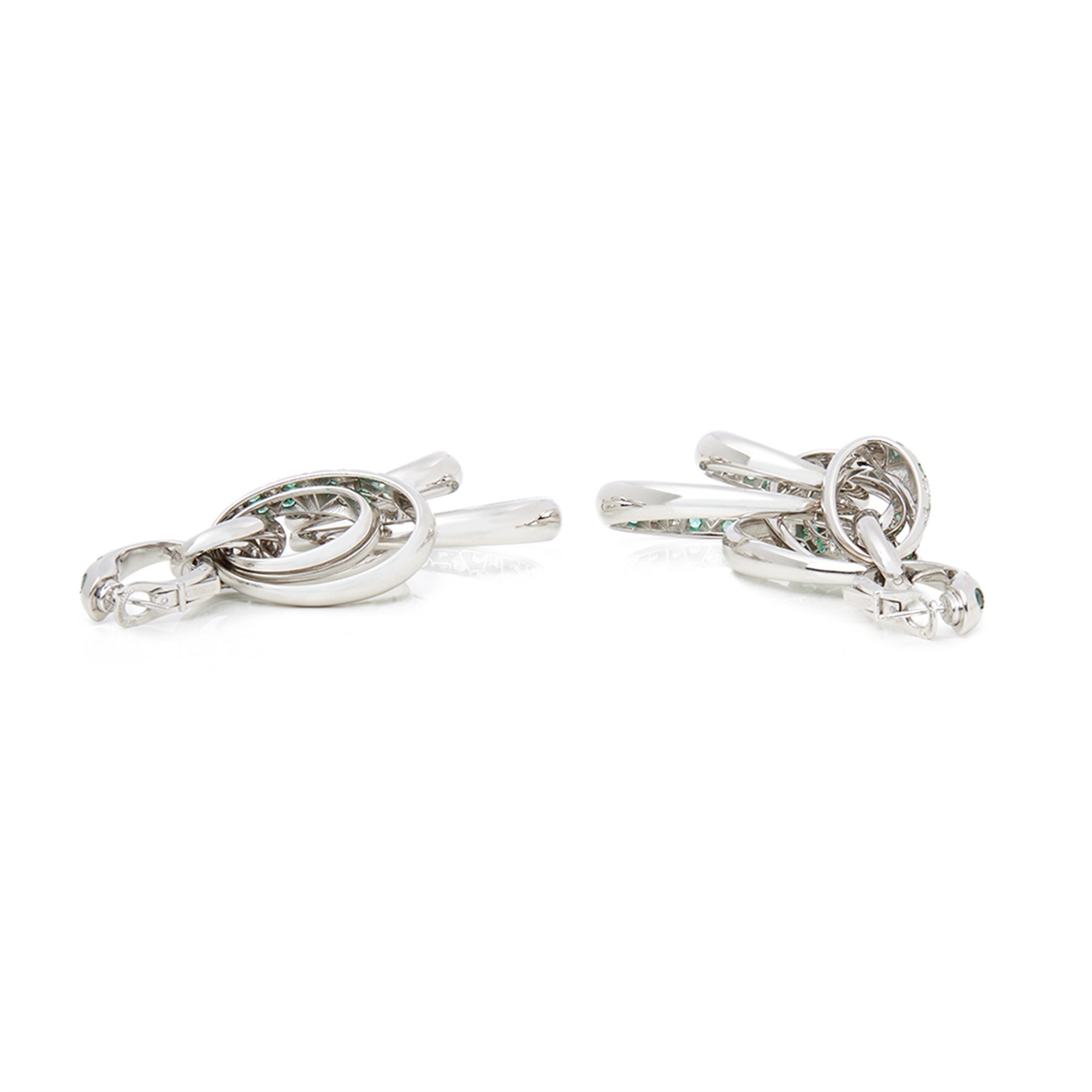 De Grisogono 18k White Gold Diamond & Emerald Drop Catene Earrings
