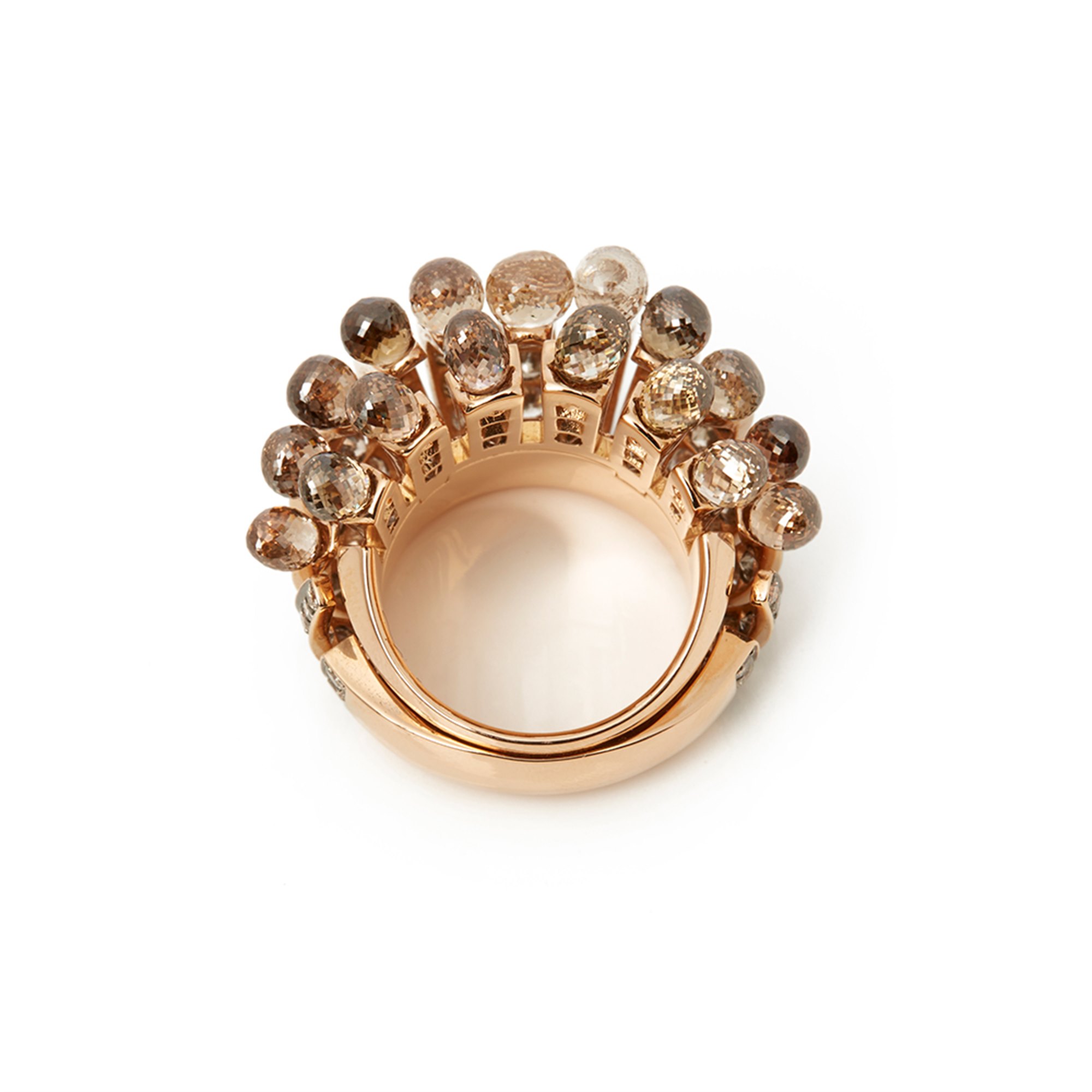 De Grisogono 18k Rose Gold Brown Diamond Frange Ring
