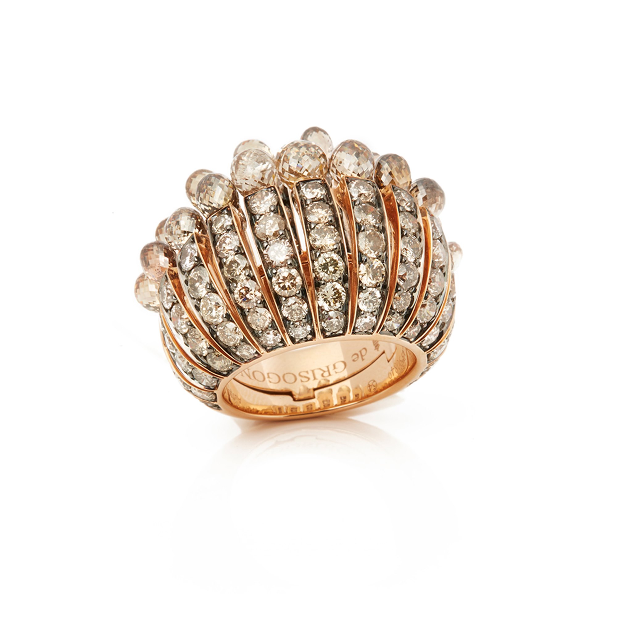De Grisogono 18k Rose Gold Brown Diamond Frange Ring