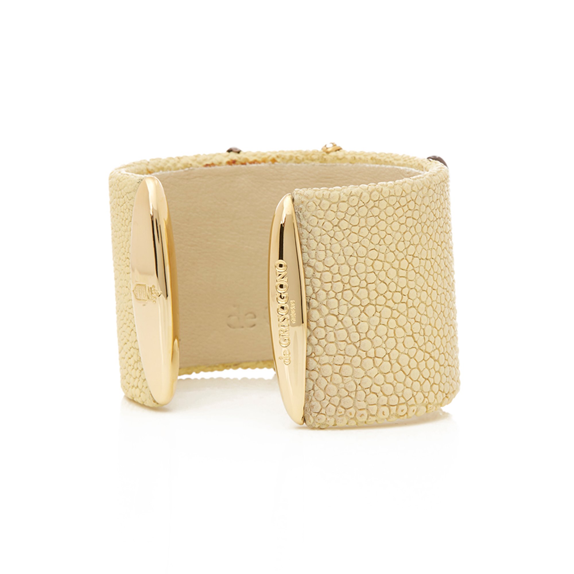 De Grisogono 18k Yellow Gold & Brown PVD Coated Diamond Galuchat Cuff Bangle
