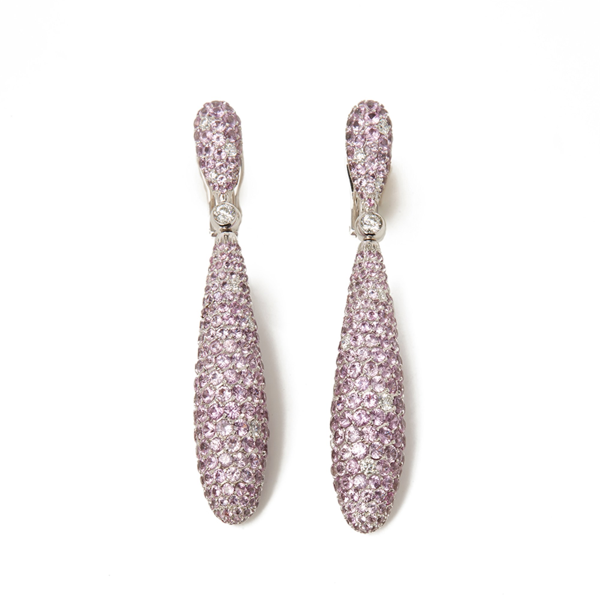 De Grisogono 18k White Gold Pink Sapphire & Diamond Gocce Earrings