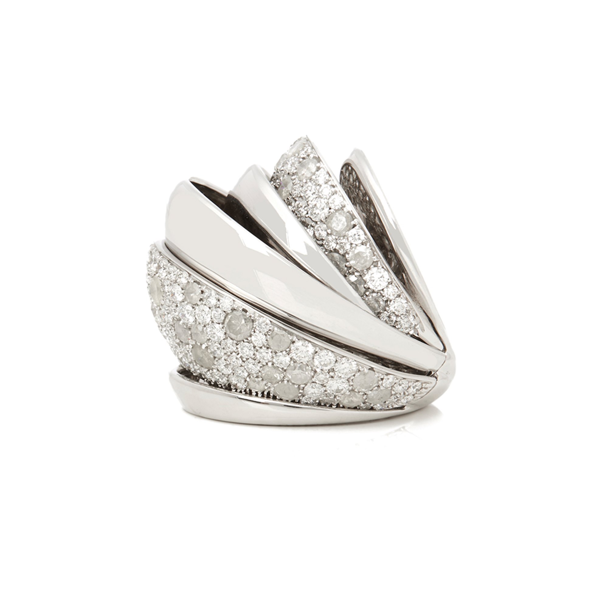 De Grisogono 18k White Gold Icy Diamond Cocktail Jane Ring