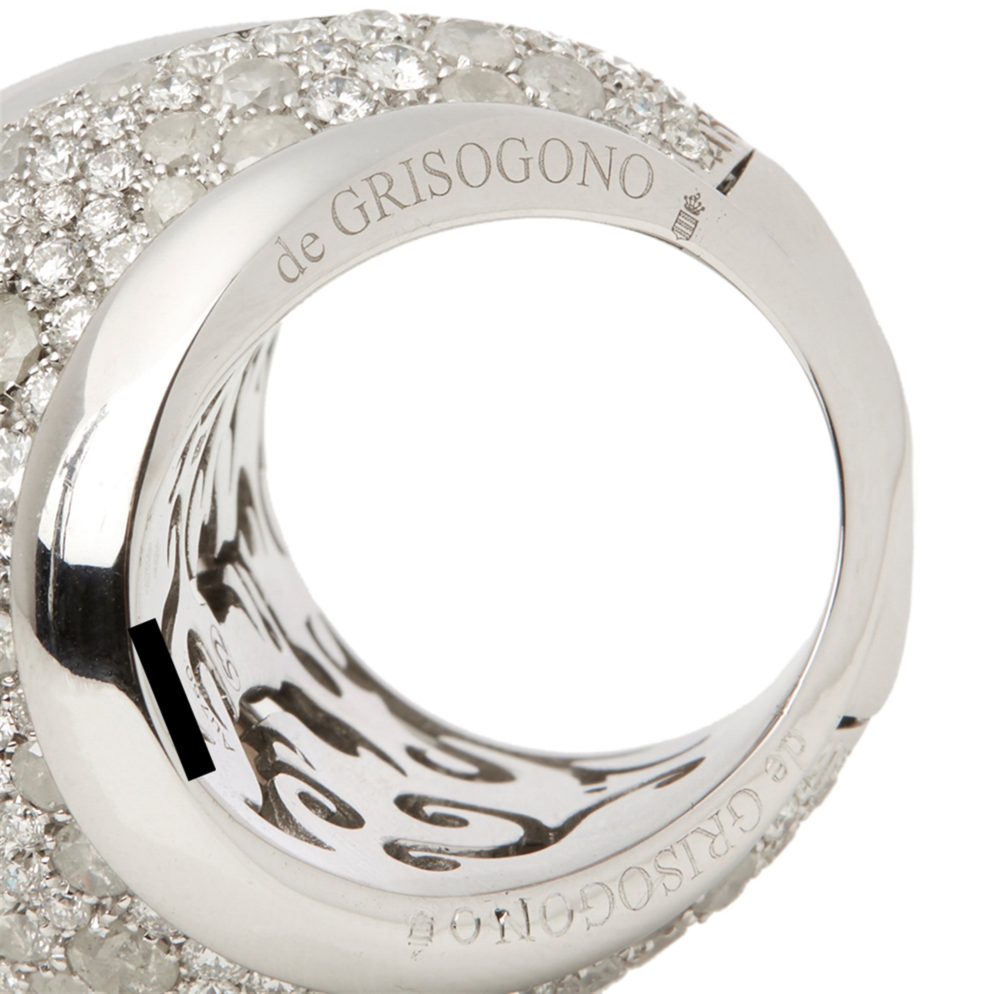 De Grisogono 18k White Gold Icy Diamond Cocktail Jane Ring