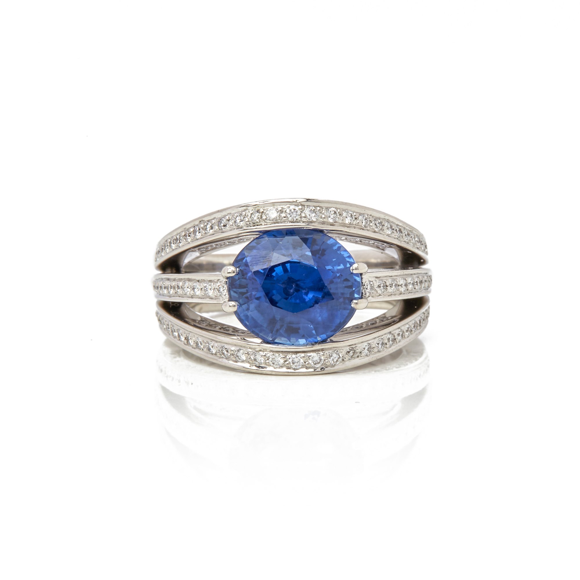 Chaumet 18k White Gold Sapphire & Diamond Ring