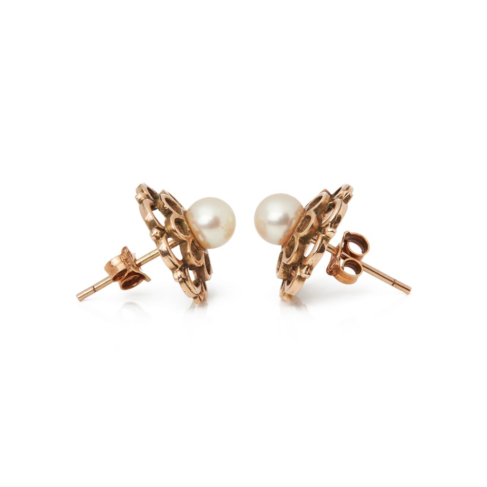 Cultured Pearl 9k Rose Gold Pearl Stud Earrings