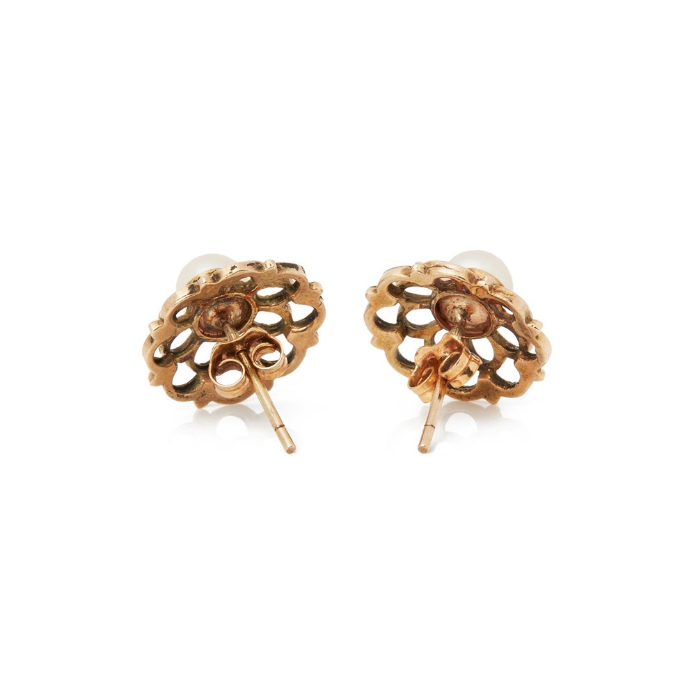 Cultured Pearl 9k Rose Gold Pearl Stud Earrings