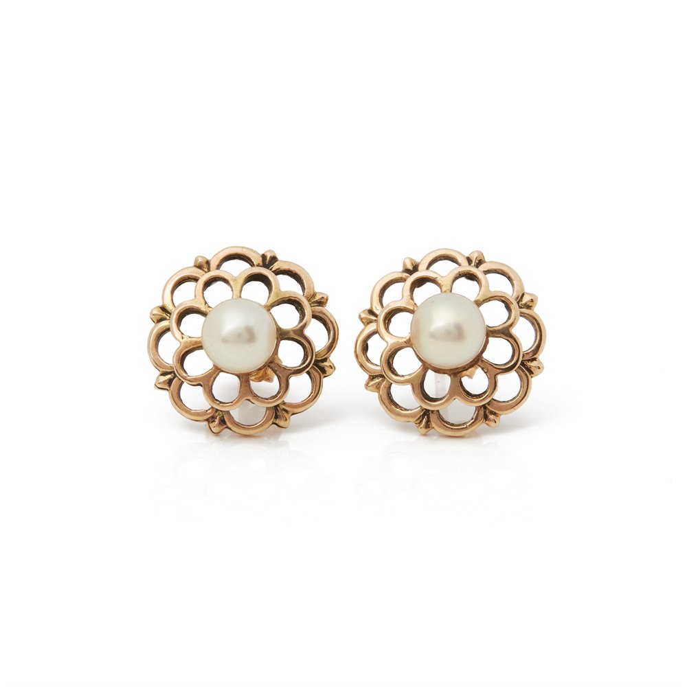 Cultured Pearl 9k Rose Gold Pearl Stud Earrings