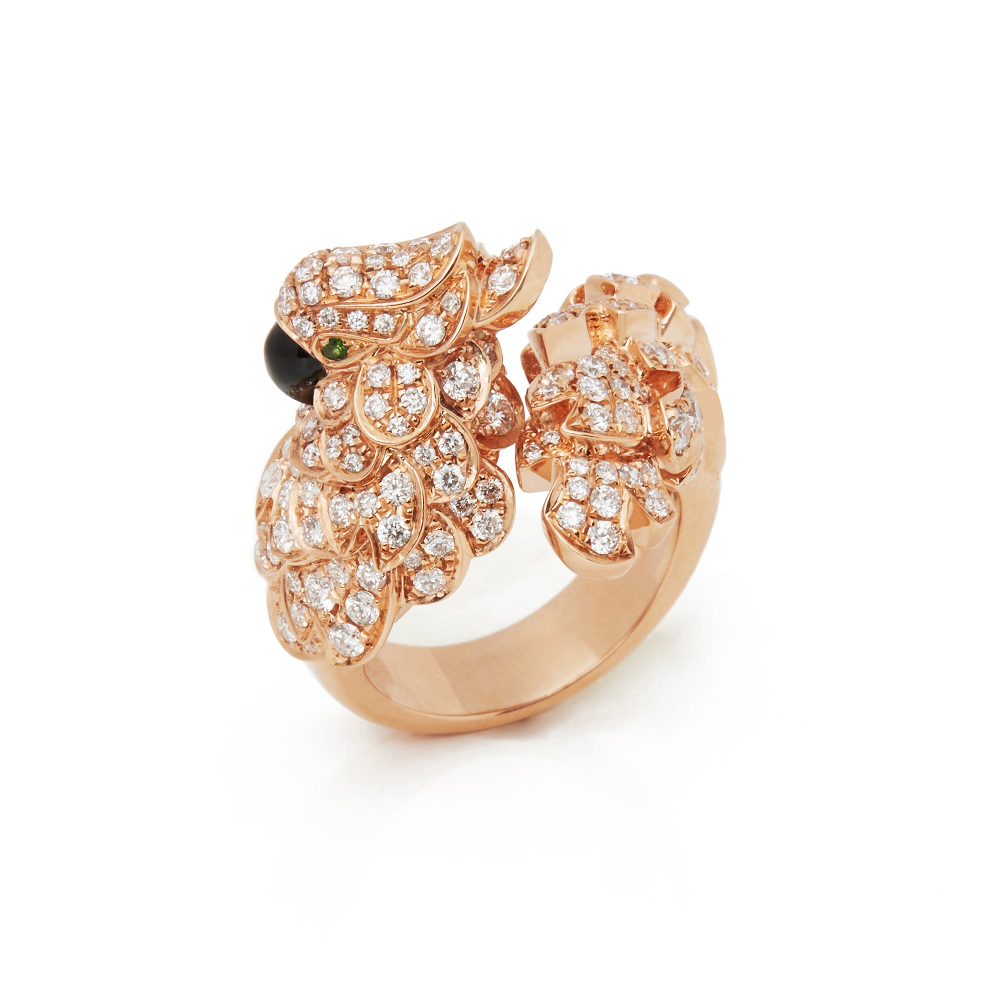 Cartier 18k Rose Gold Mother Of Pearl, Diamond & Emerald Ring In The ...