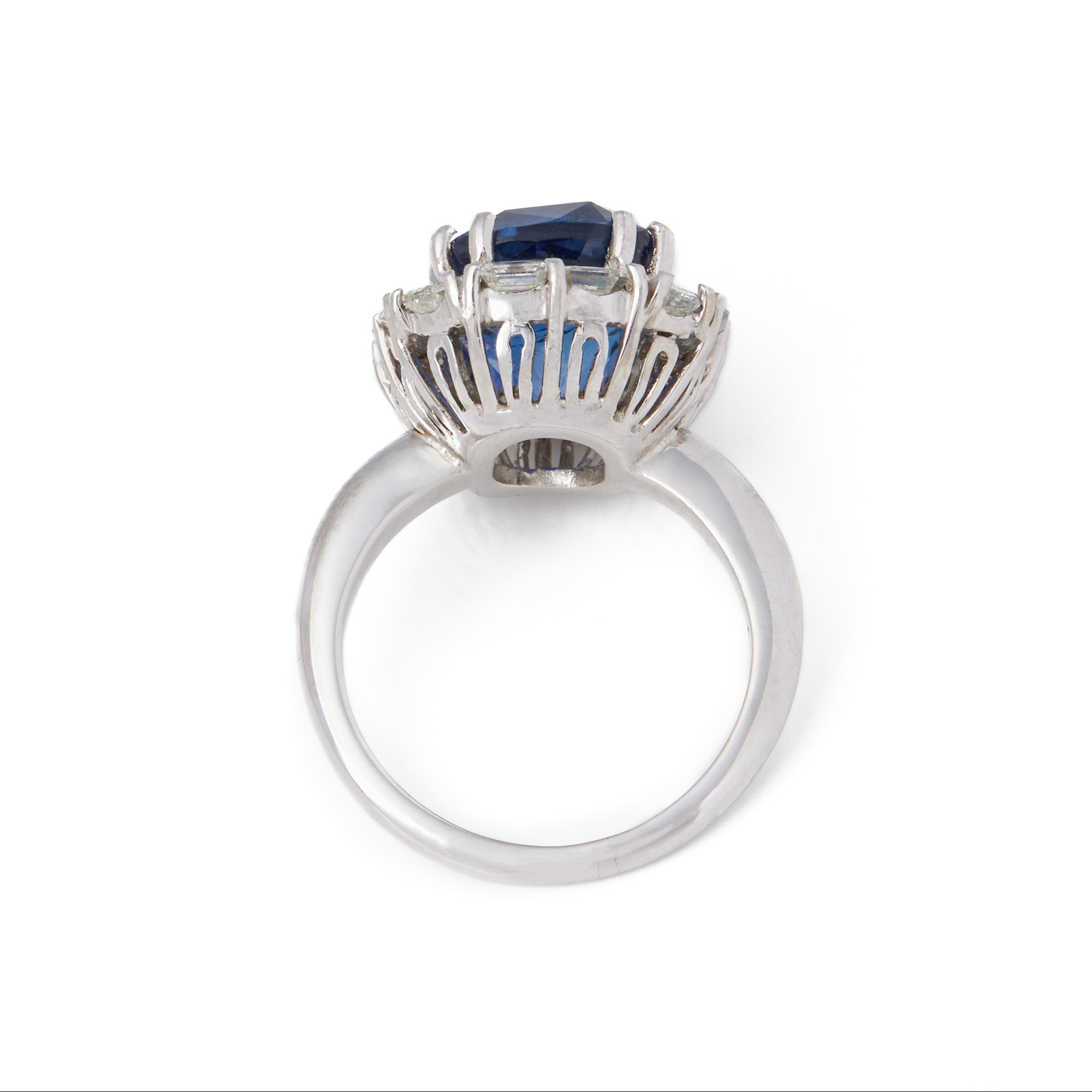 Sapphire 18k White Gold 12.54ct Sapphire & Diamond Cocktail Ring