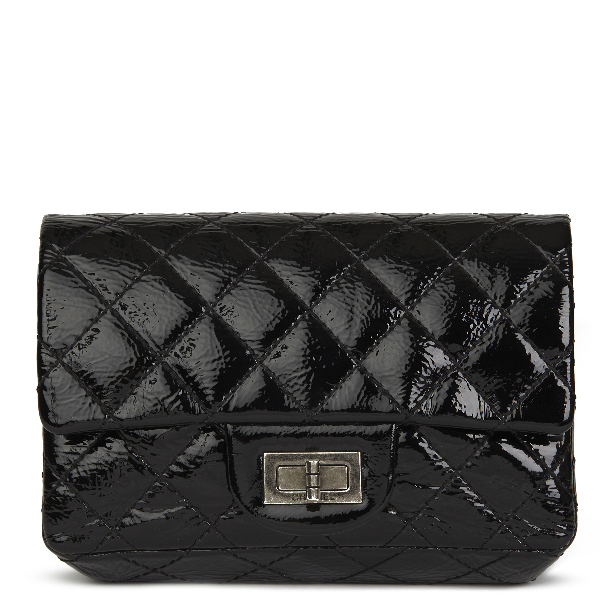 CHANEL BLACK QUILTED AGED PATENT LEATHER 2.55 REISSUE CLUTCH HB2469 | eBay