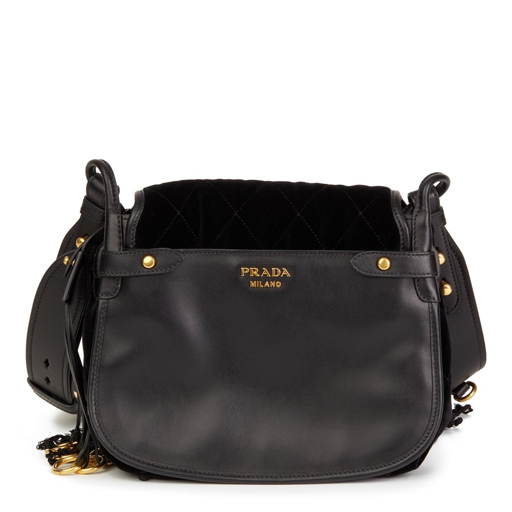 prada black velvet bag