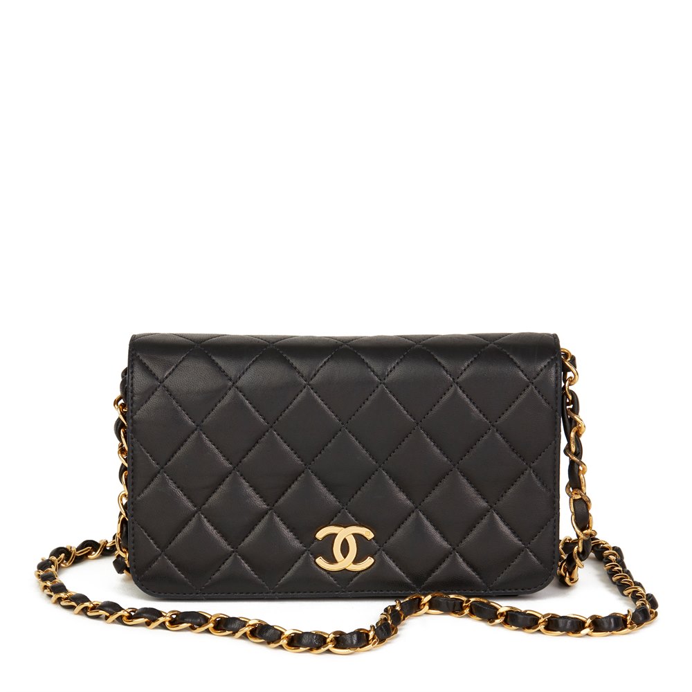 Chanel Small Buttons black grained calfskin gold hardware VintageUnited