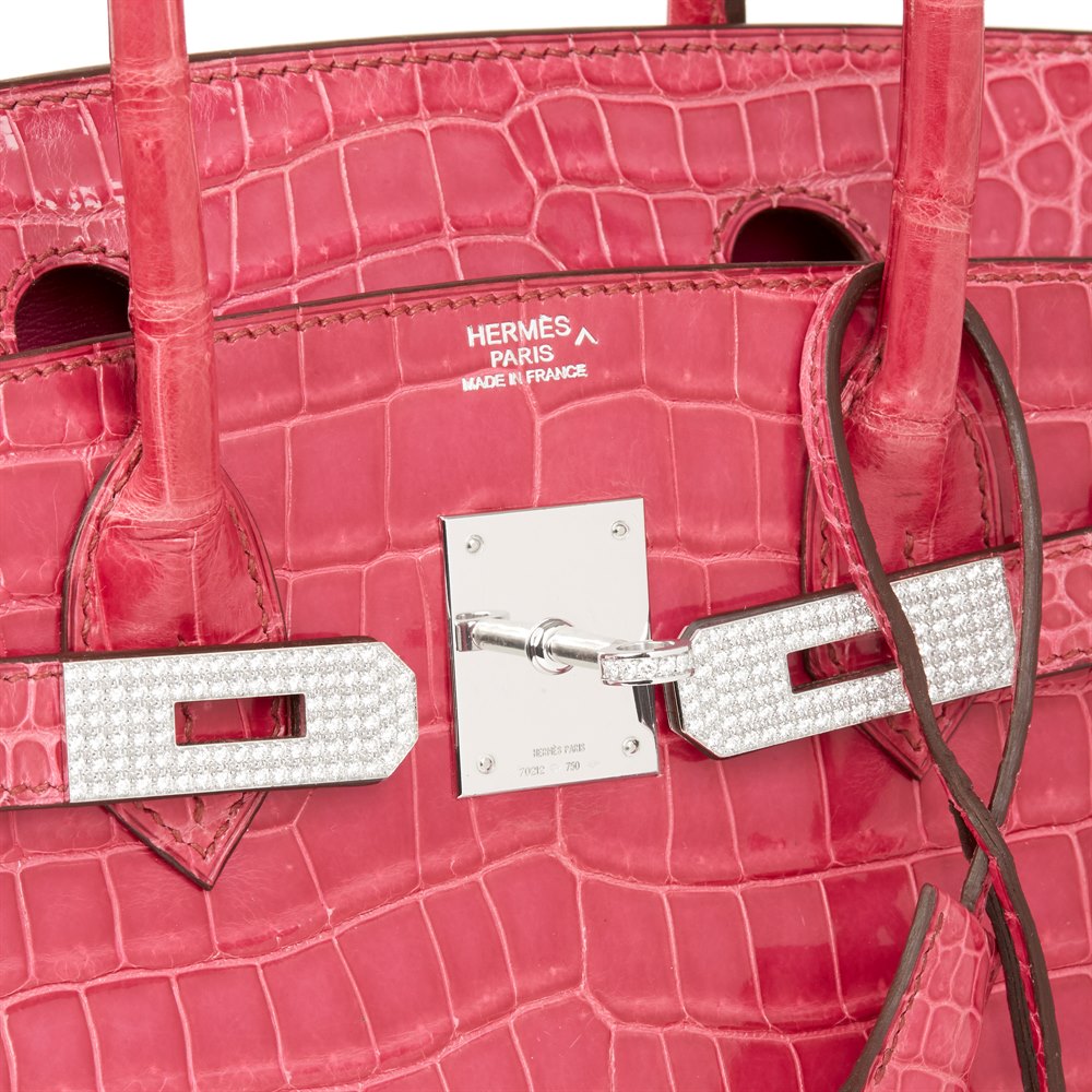 Hermès Fuschia Shiny Porosus Crocodile Leather 'Diamond' Birkin 30cm