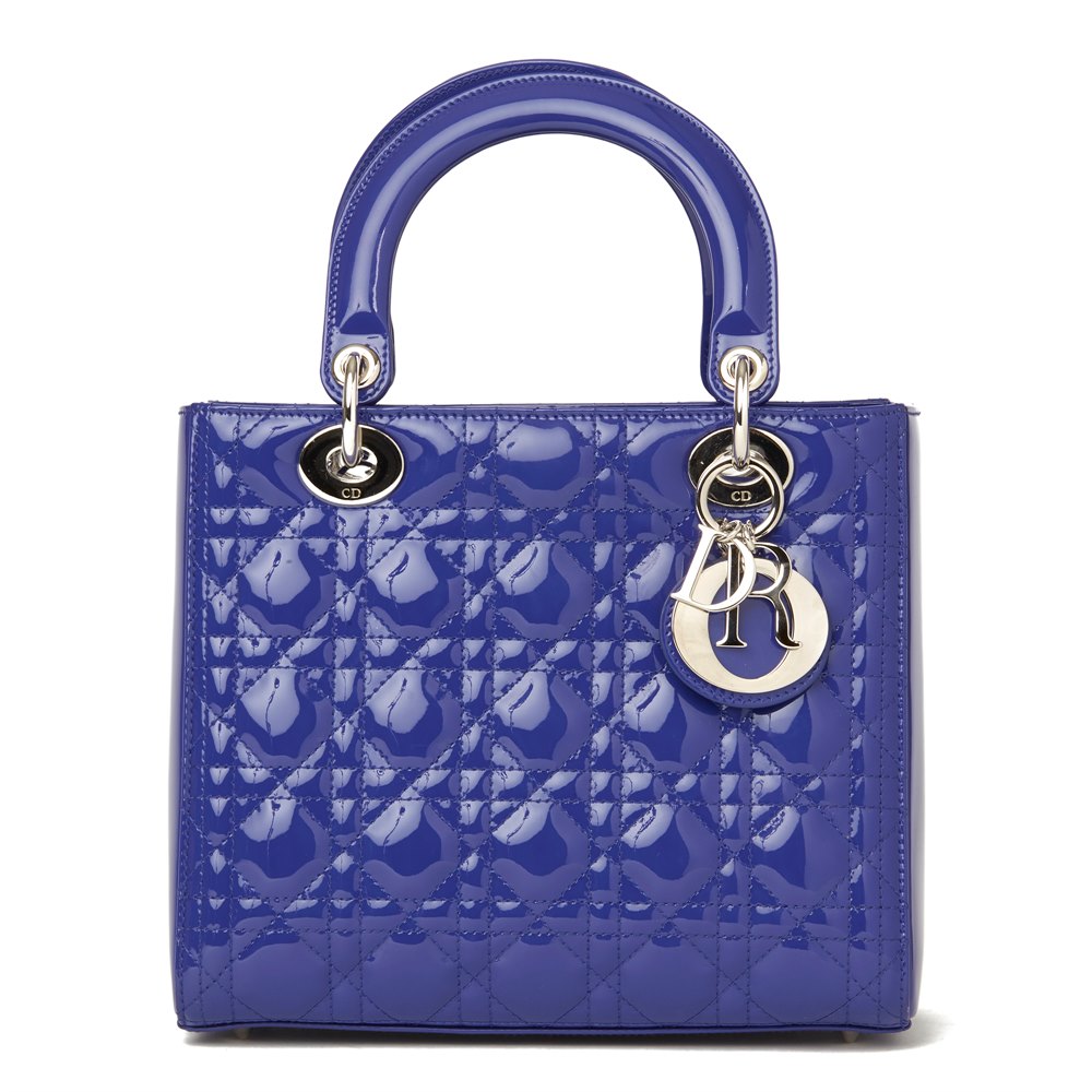 lady dior blue patent bag