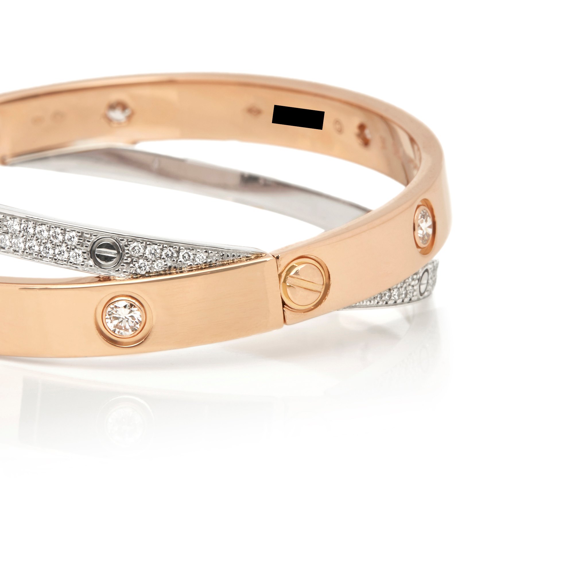 Cartier 18k Rose & White Gold Pavé Diamond Love Bracelet
