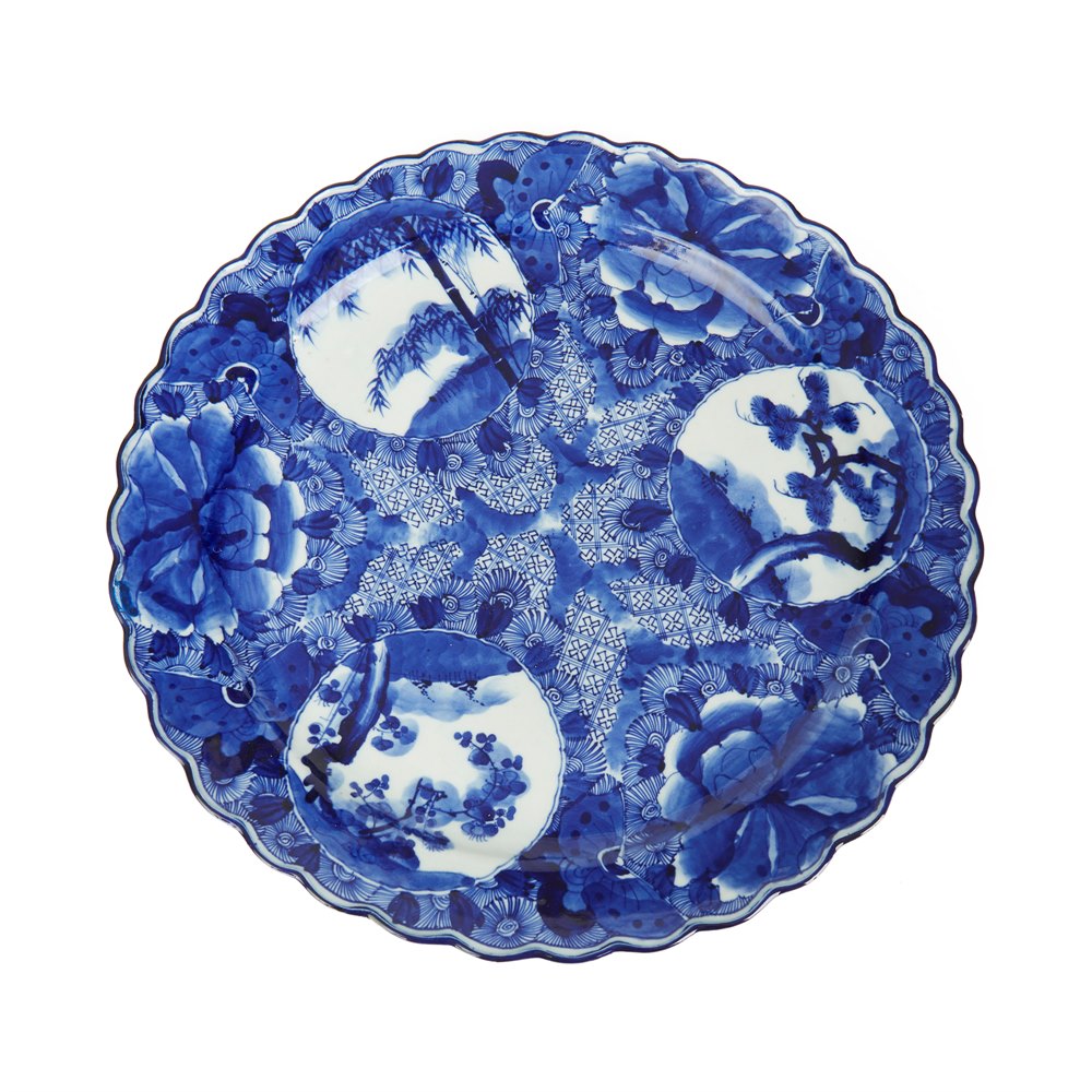 LARGE JAPANESE ARITA BLUE & WHITE PORCELAIN DISH 18/19TH C. Possibly late 18th but probably 19th Century