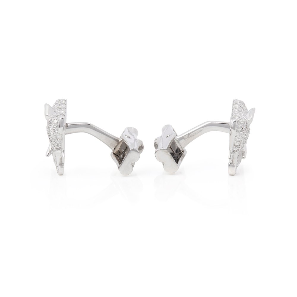 Cartier 18k White Gold Diamond & Ruby Elephant Cufflinks