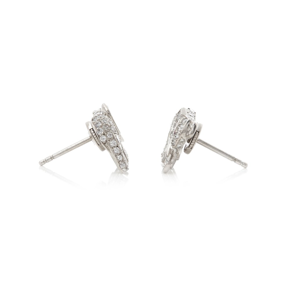 Cartier 18k White Gold Diamond & Ruby Elephant Bespoke Stud Earrings