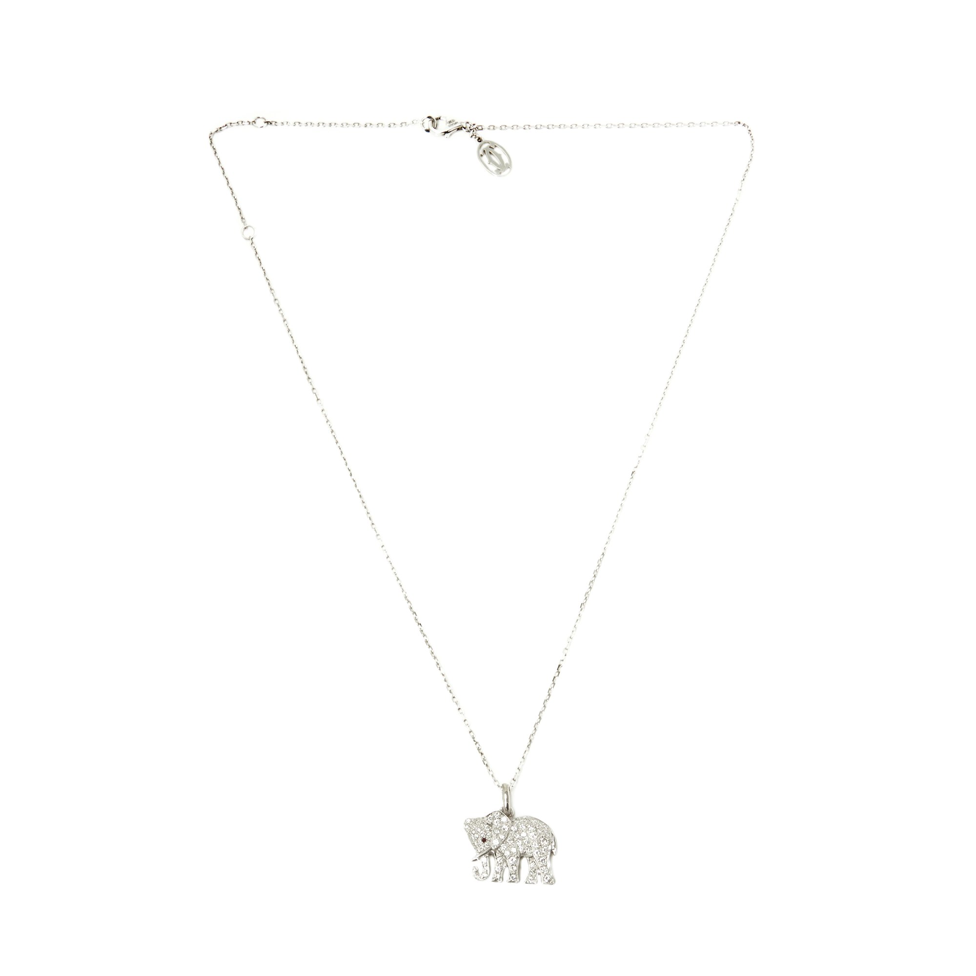 Cartier 18k White Gold Large Bespoke Elephant Pendant Necklace