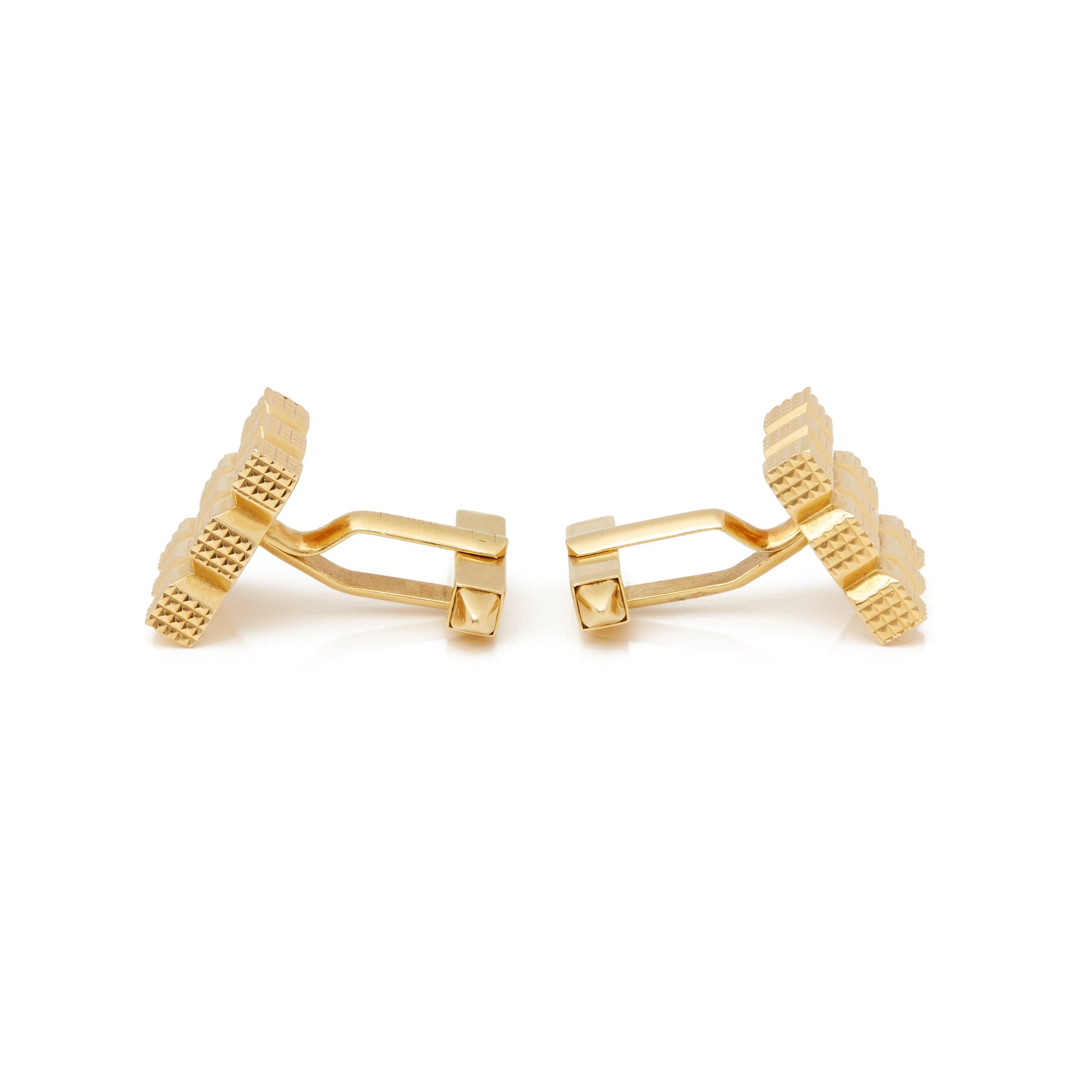 Kutchinsky 18k Yellow Gold Vintage Square Grooved Cufflinks