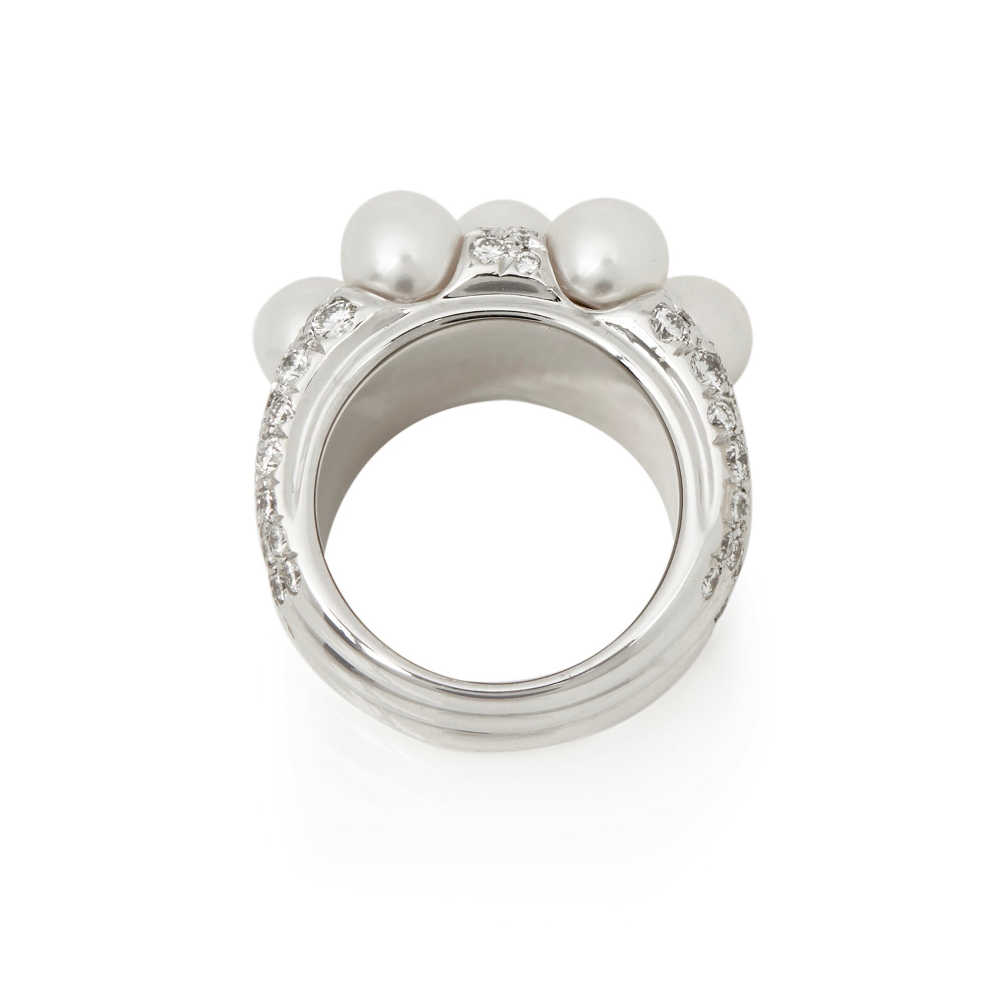 Mikimoto 18k White Gold Akoya Pearl & Diamond Cocktail Ring