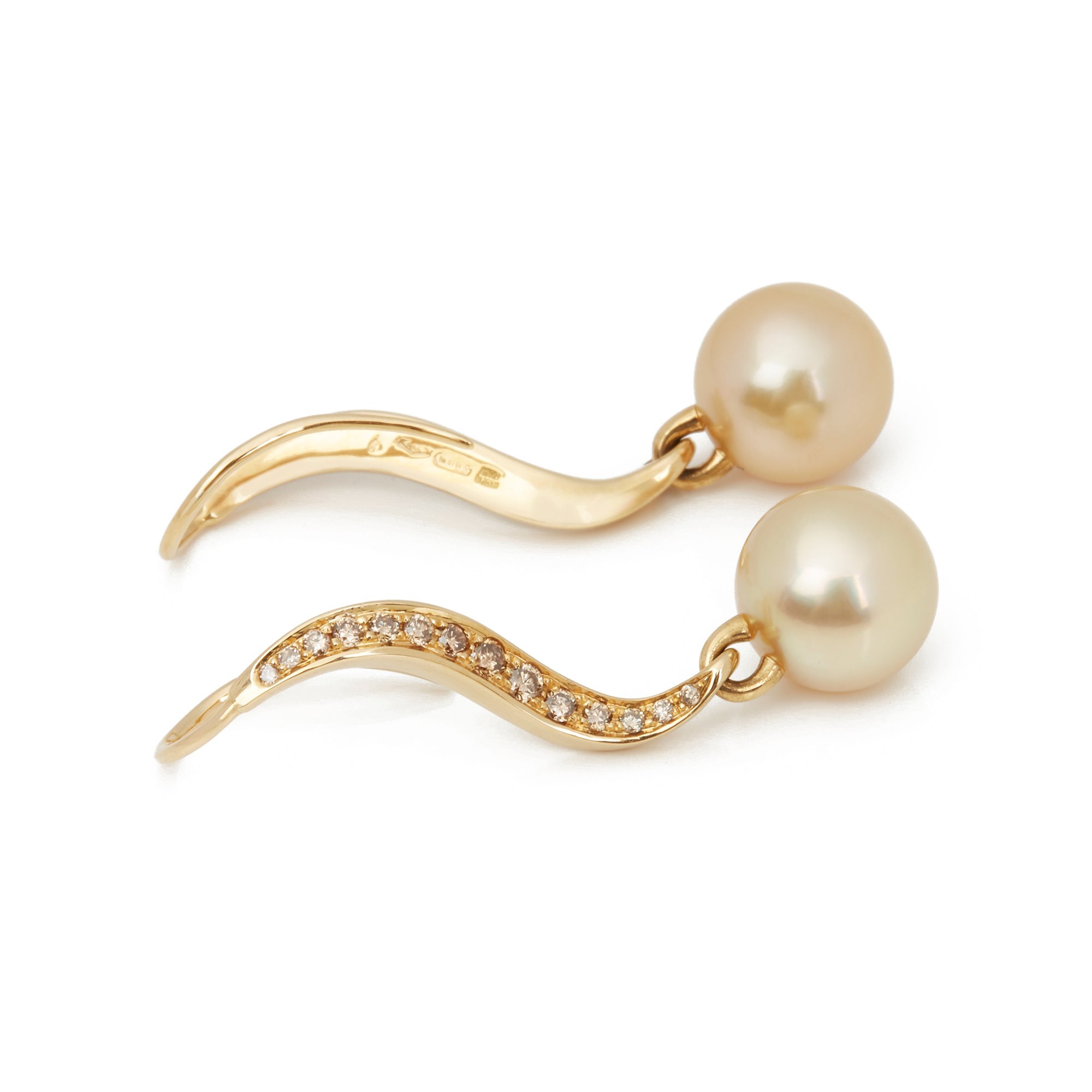 Mikimoto 18k Yellow Gold Akoya Pearl & Diamond Earrings