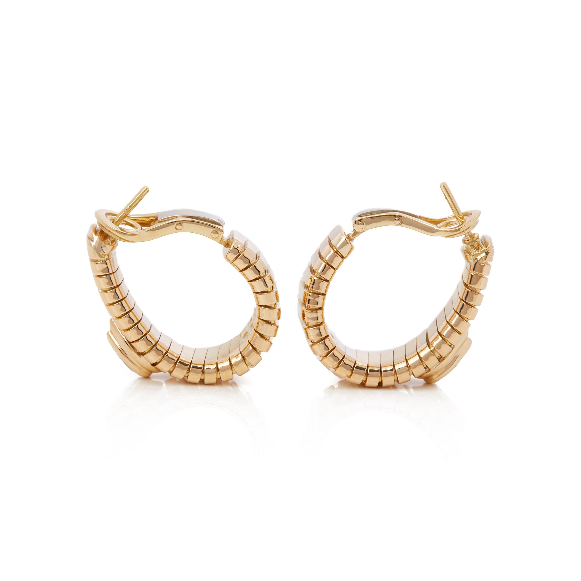 Bulgari 18k Yellow Gold Pear Cut Diamond Tubogas Earrings
