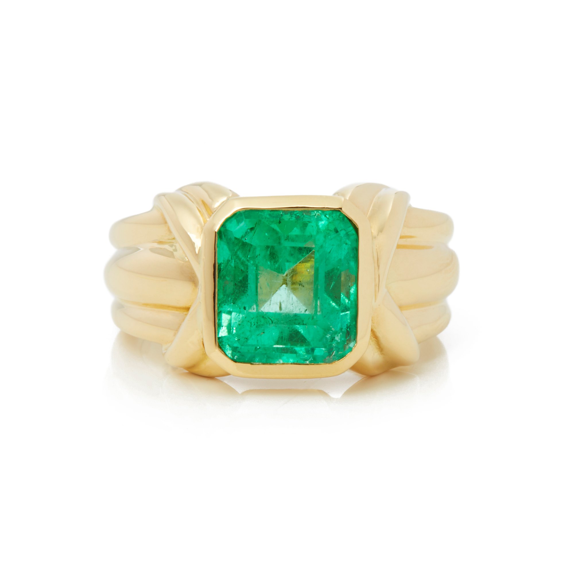 Tiffany & Co. 18k Yellow Gold Colombian Emerald Cocktail Ring