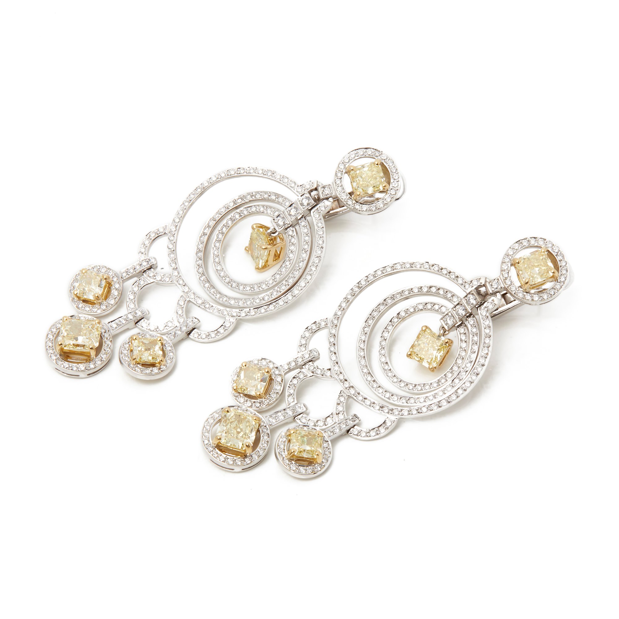 Graff Diamonds 18k White Gold Fancy Yellow & White Diamond Dress Earrings