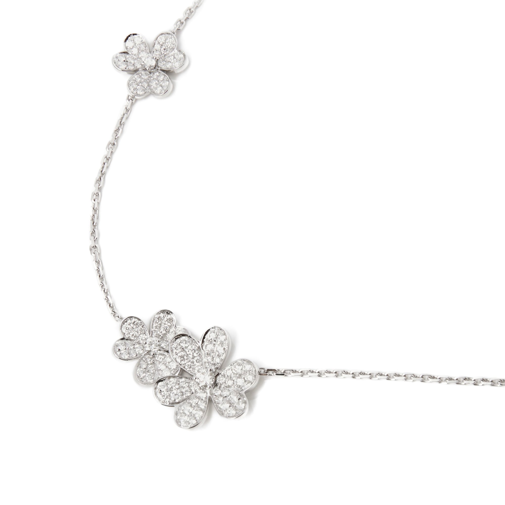 Van Cleef & Arpels 18k White Gold Diamond 9 Flower Frivole Necklace