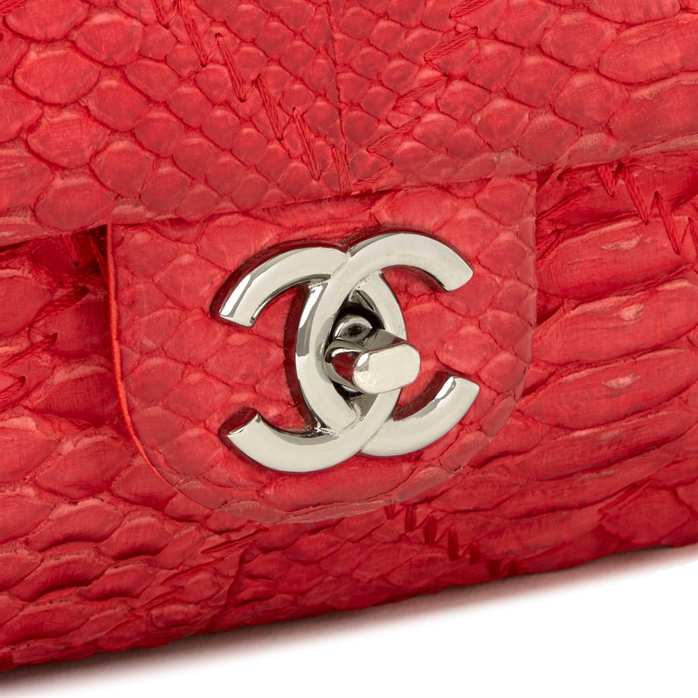 chanel red python bag