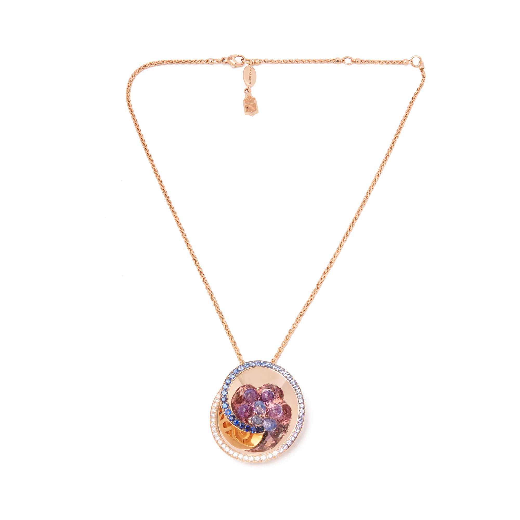 De Grisogono 18k Rose Gold Diamond, Sapphire & Amethyst Chiocciolina Necklace
