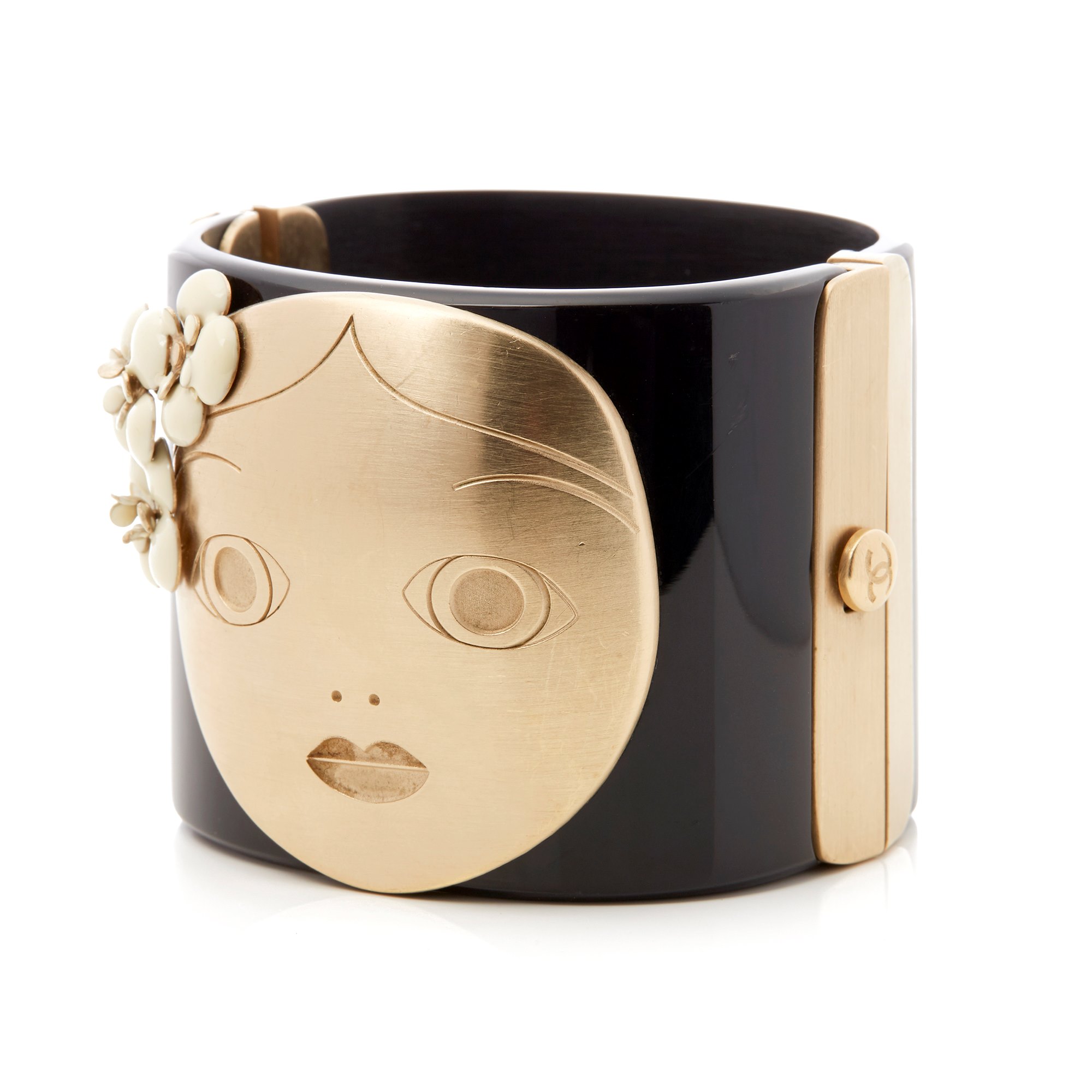 Chanel Black & Gold Tone Paris-Moscou Matryoshka Doll Cuff Bracelet