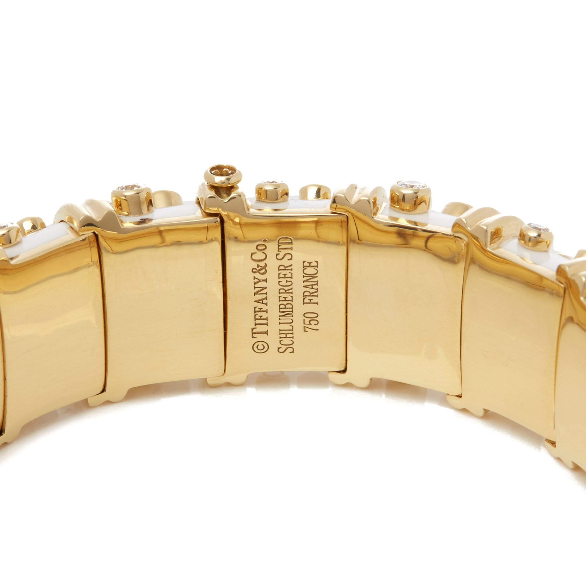 Tiffany & Co. 18k Yellow Gold White Enamel Schlumberger Bracelet