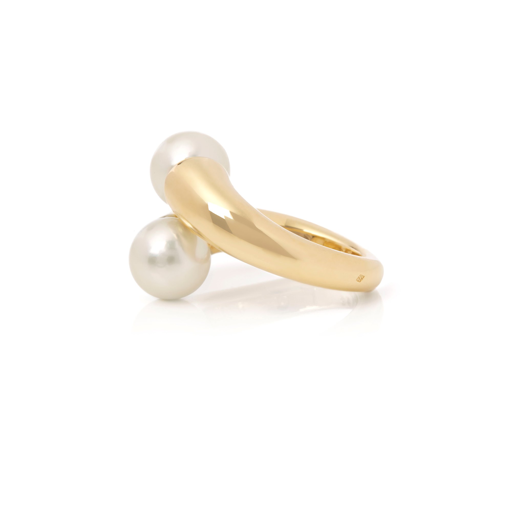 Cartier 18k Yellow Gold Double Pearl Ring